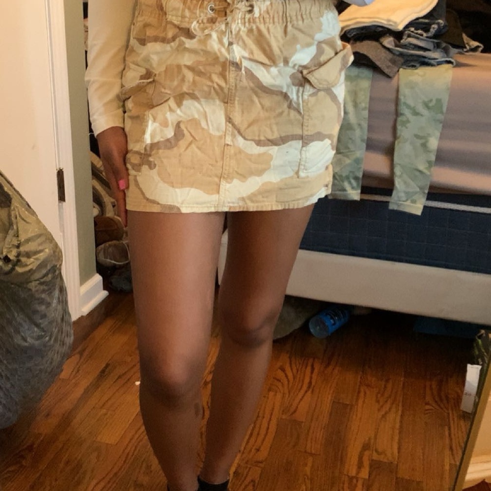 Stylish Camouflage Lace-Up Skirt
